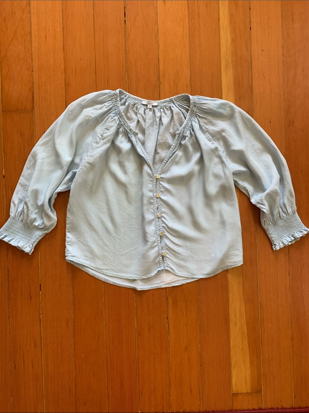 Rails Chambray Button-Front Peasant Blouse Sz XS